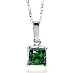 Sterling Silver Solitaire Pendant with Princess-Cut Swarovski