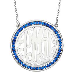 Birthstone Monogram Necklace in Silver on 16" Chain