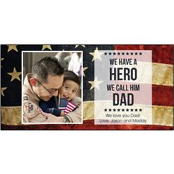 Our Hero Dad Personalized Wall Panel with Flag Background