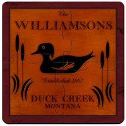 Personalized Wood Duck Coaster Puzzle Set