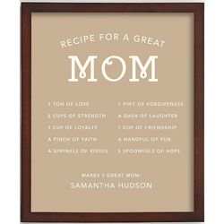 Personalized Recipe for a Great Mom Framed Wall Art