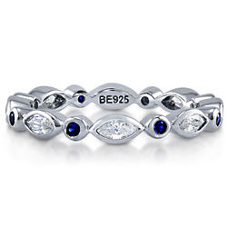 Eternity Ring with Simulated Sapphire CZ in Sterling Silver