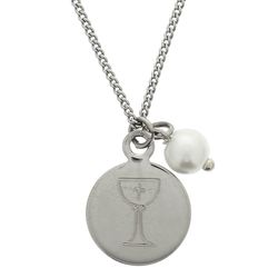 First Communion Pearl and Charm Necklace