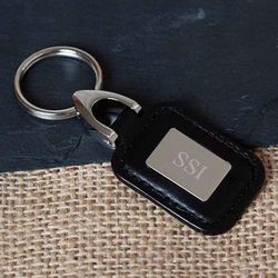 Personalized Lambert Black Leather Key Ring