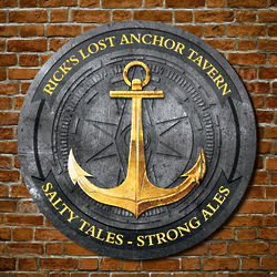 Anchors Aweigh Round Wood Tavern Sign