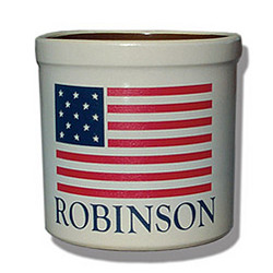 Personalized Natural Ivory American Flag Crock