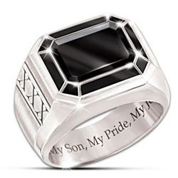 My Son My Pride My Joy Personalized Black Onyx Ring