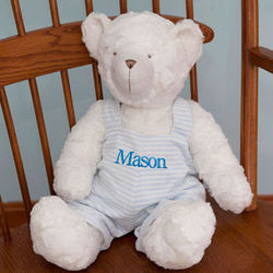 Personalized Embroidered Blue Striped Jumper Teddy Bear