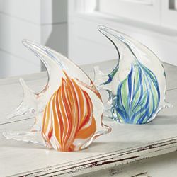 Glass Glow-In-The-Dark Tropical Fish Decoration in Blue-Green