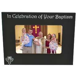 Personalized Baptism Black and Silver Metal Frame