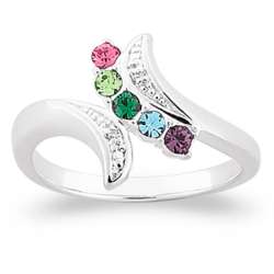 Sterling Silver Mother's Birthstone Ring with Diamond Accent