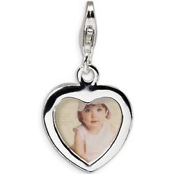 Sterling Silver Heart Photo Frame Charm