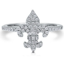 Cubic Zirconia and Sterling Silver Fleur De Lis Ring