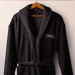 Personalized Embroidered Luxury Fleece Robe in Black