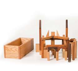 45-Piece Natural Hardwood Building Blocks Set