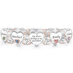 Grandma's Heart & Joy Personalized Birthstone Bracelet