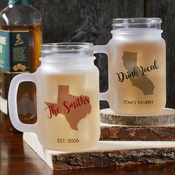 State Pride Personalized Frosted Mason Jar