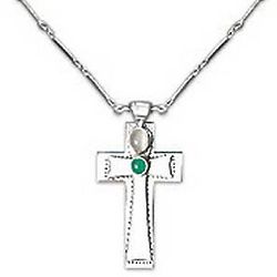 Moonstone and Agate Faith Cross Necklace