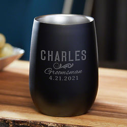 Groomsman's Classic Personalized Stainless Steel Wine Glass