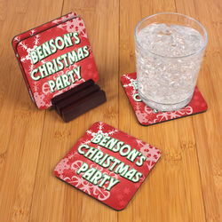 Personalized Christmas Party Coaster Set