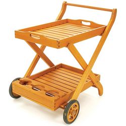 Eucalyptus Outdoor Serving Cart with Tray
