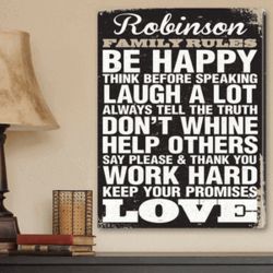 Personalized Family Rules Wall Art