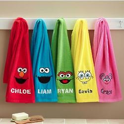 Personalized Sesame Street and Nickelodeon Character Bath Towel
