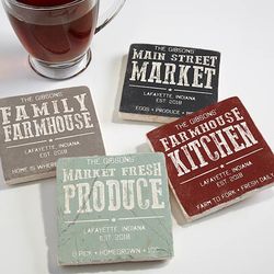 Farmhouse Style Personalized Stone Coasters