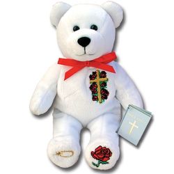 St. Therese Teddy Bear with Red Roses and Cross