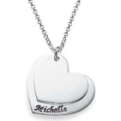 Engraved Hearts Silver Necklace