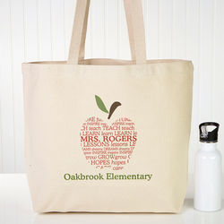 Apple Scroll Personalized Teacher Tote Bag