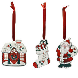 Winterberry Jolly Santa Ornaments