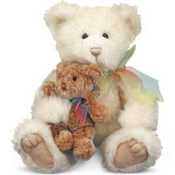 Cream & Puff Stuffed Mother & Baby Bears