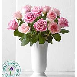 Pink Roses in Ceramic Pedestal Vase