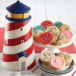 Lighthouse Cookie Jar with 12 Cookies