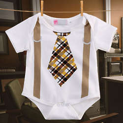 Mad About Plaid Suspenders + Tie Infant Bodysuit