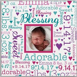 Baby Photo 16" Word-Art Square Canvas