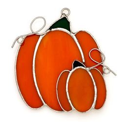 Pumpkins Switchable Stained Glass Ornament