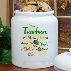 Personalized Teachers Change The World Ceramic Cookie Jar