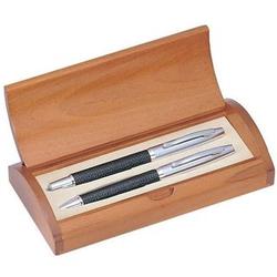 Executive Black Leather Personalized Pen Set