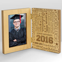 Graduate's Personalized Word-Art Hinged Wood Frame