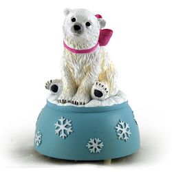 Polar Bear with Pink Bow Musical Figurine