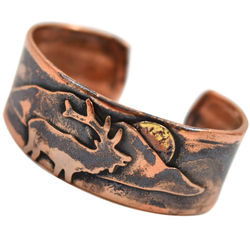 Unisex Elk Rustic Copper Cuff Bracelet