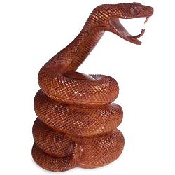 Coiled Snake Hand Carved Wood Statuette