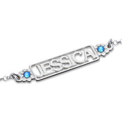 Personalized Cut Out Name Bracelet with Birthstones