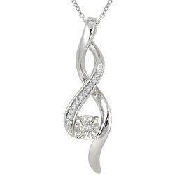 White Diamond Twist Pendant in Sterling Silver