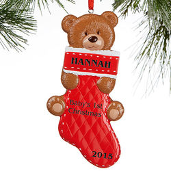 Baby's 1st Christmas Personalized Teddy Bear & Stocking Ornament