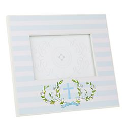 Blue Striped Wreath Picture Frame