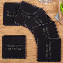 Personalized Faux Leather Drink Coasters
