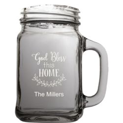 Personalized God Bless Our Home Mason Jar